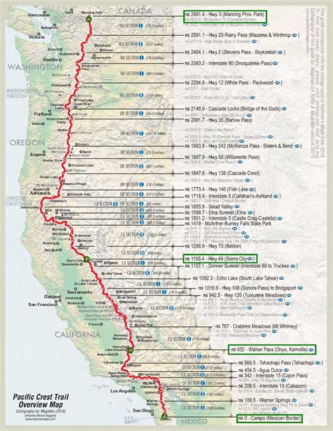 Map of Pacific Crest Trail